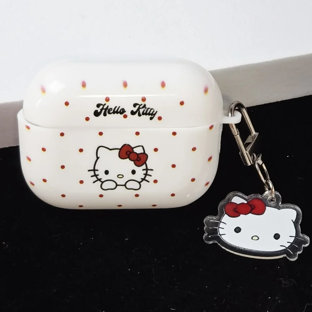 Hello Kitty AirPods Pro Gen 2 Case Red Polka Dot Cat Charm Sanrio Tech Accessory